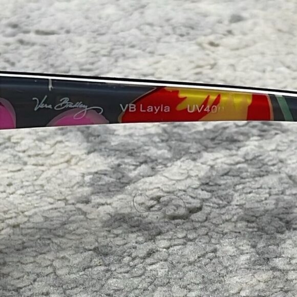 Vera Bradley VB Layla Sunglasses Flower Floral Side Black Jazzy Blooms - Picture 7 of 12